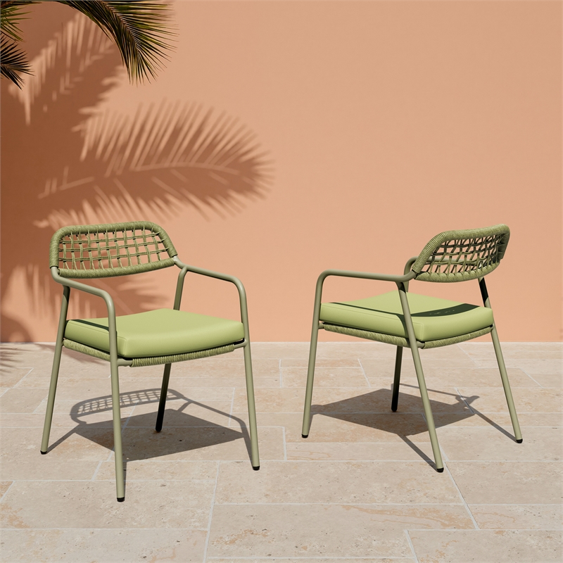 Pemberly Row Contemporary Metal Dining Chair (Set of 2) Green