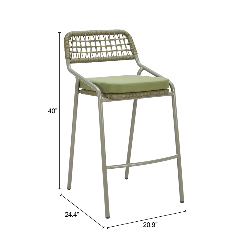 Pemberly Row Modern / Contemporary Metal Barstool (Set of 2) Green