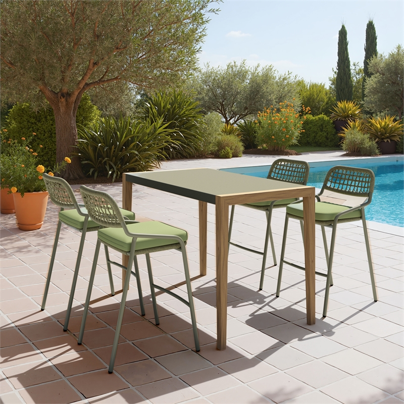 Pemberly Row Modern / Contemporary Metal Barstool (Set of 2) Green