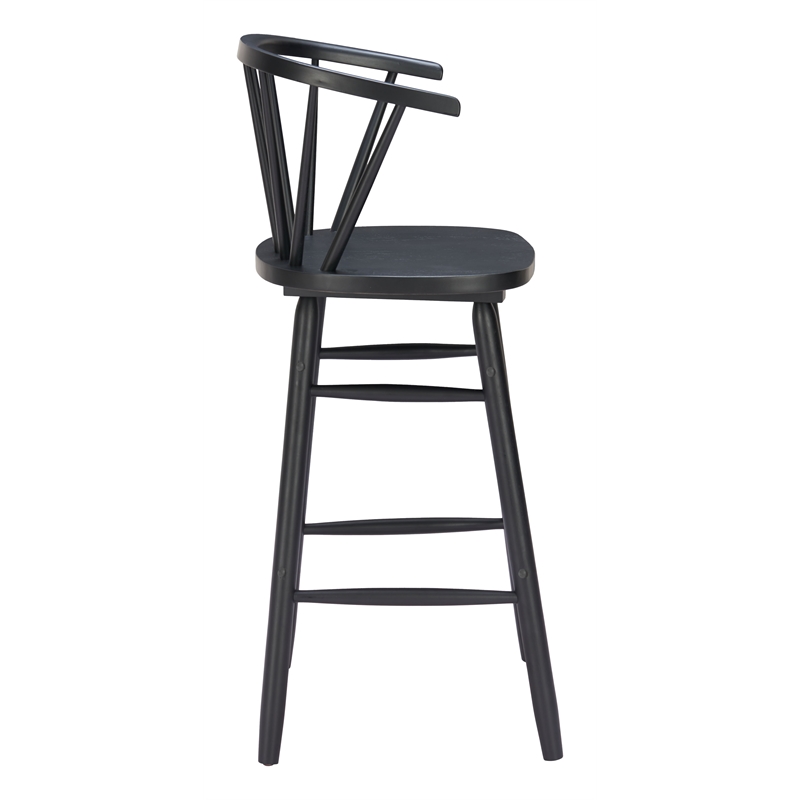Pemberly Row Contemporary Solid Wood Barstool (Set of 2) Black