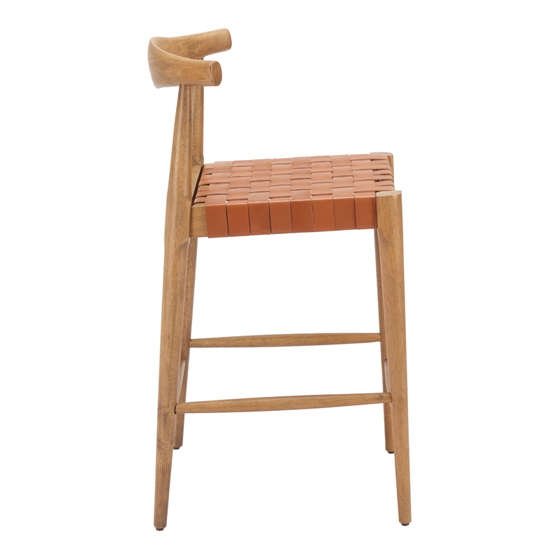 Pemberly Row Contemporary Solid Wood Counter Stool (Set of 2) Tan