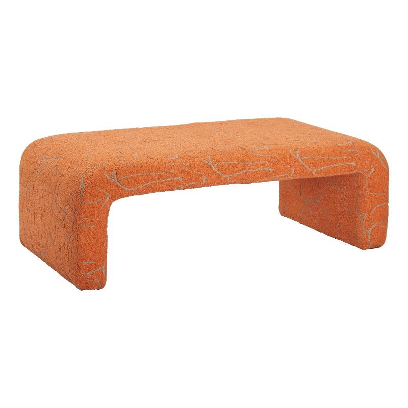 Pemberly Row Modern / Contemporary Solid Wood Bench Abstract Orange