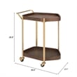 Pemberly Row Modern / Contemporary Metal Bar Cart Walnut Finish