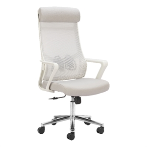 Pemberly Row Contemporary Nylon High Back Office Chair Light Gray