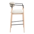 Pemberly Row Contemporary Metal Barstool Oyster Gray & Natural