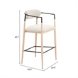Pemberly Row Contemporary Metal Barstool Oyster Gray & Natural