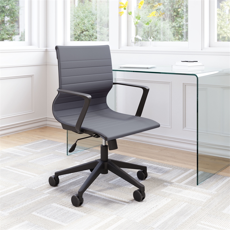 Pemberly Row Modern / Contemporary Metal Office Chair Dark Gray