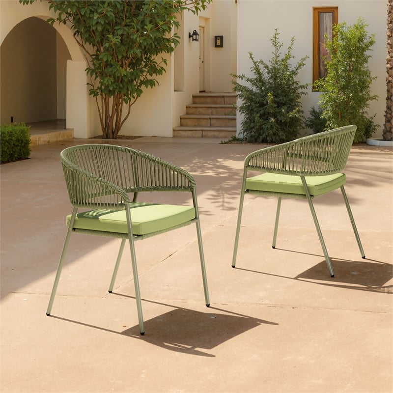 Pemberly Row Contemporary Metal Dining Chair (Set of 2) Green