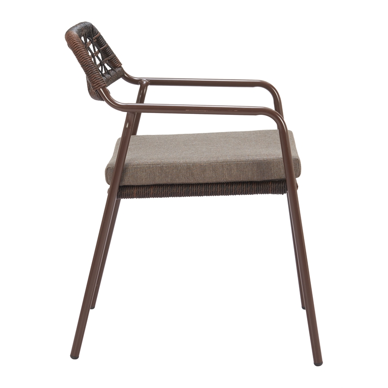 Pemberly Row Contemporary Metal Dining Chair (Set of 2) Brown