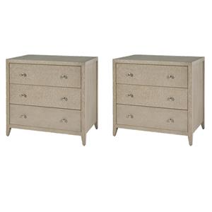 Pemberly Row Set of 2 34&quotW Rectangular Wood 3-Drawer Chests in Taupe