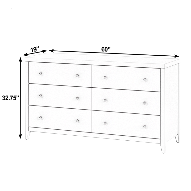 Pemberly Row Bedroom Set 3-Piece 6-Drawer Dresser & 3-Drawer Chests
