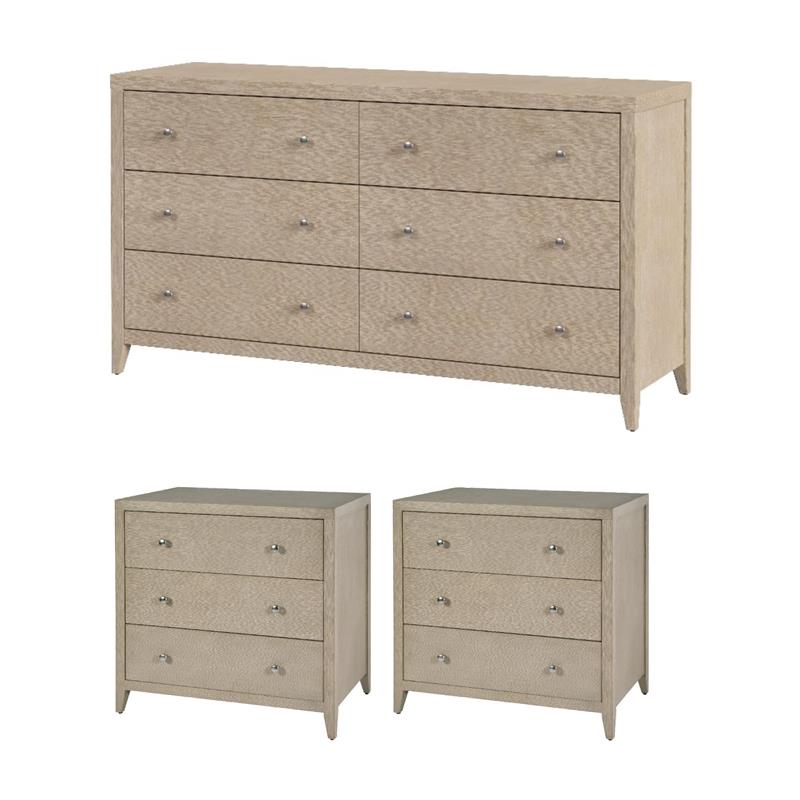 Pemberly Row Bedroom Set 3-Piece 6-Drawer Dresser & 3-Drawer Chests