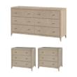 Pemberly Row Bedroom Set 3-Piece 6-Drawer Dresser & 3-Drawer Chests