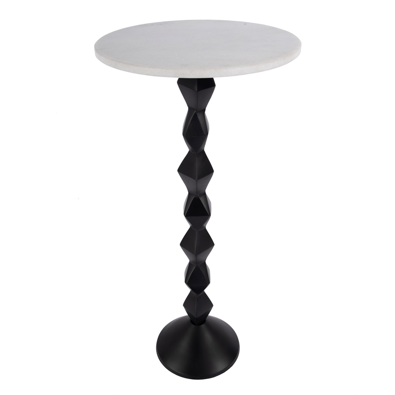 Pemberly Row Set of 2 Contemporary Round Marble and Metal Side Table
