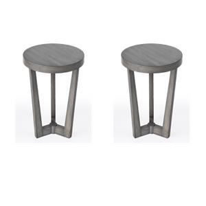Pemberly Row Set of 2 Contemporary Side Tables in Gray Finish
