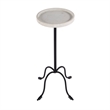 Pemberly Row Set of 2 Round Marble and Iron Side Tables in White and Black