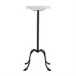 Pemberly Row Set of 2 Round Marble and Iron Side Tables in White and Black