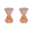 Pemberly Row Set of 2 Modern Wood Hexagon Side Tables in Traditional Burl