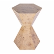 Pemberly Row Set of 2 Modern Wood Hexagon Side Tables in Light Burl