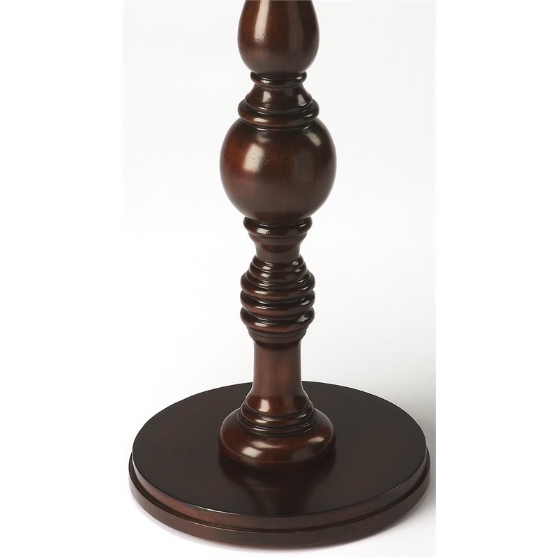 Pemberly Row Set of 2 Contemporary Wood Pedestal Tables in Cherry Brown