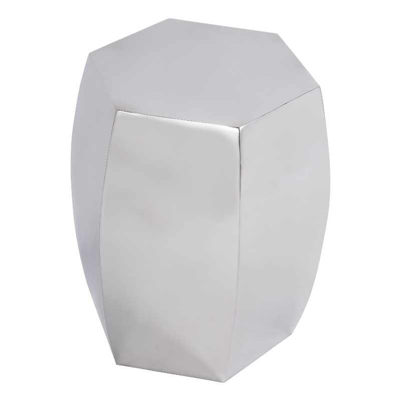 Pemberly Row Set of 2 Contemporary Side Tables in Polished Silver