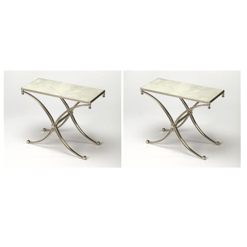Pemberly Row Set of 2 Modern / Contemporary Marble End Tables