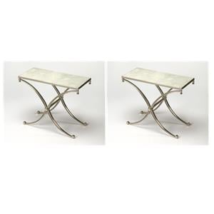 Pemberly Row Set of 2 Modern / Contemporary Marble End Tables