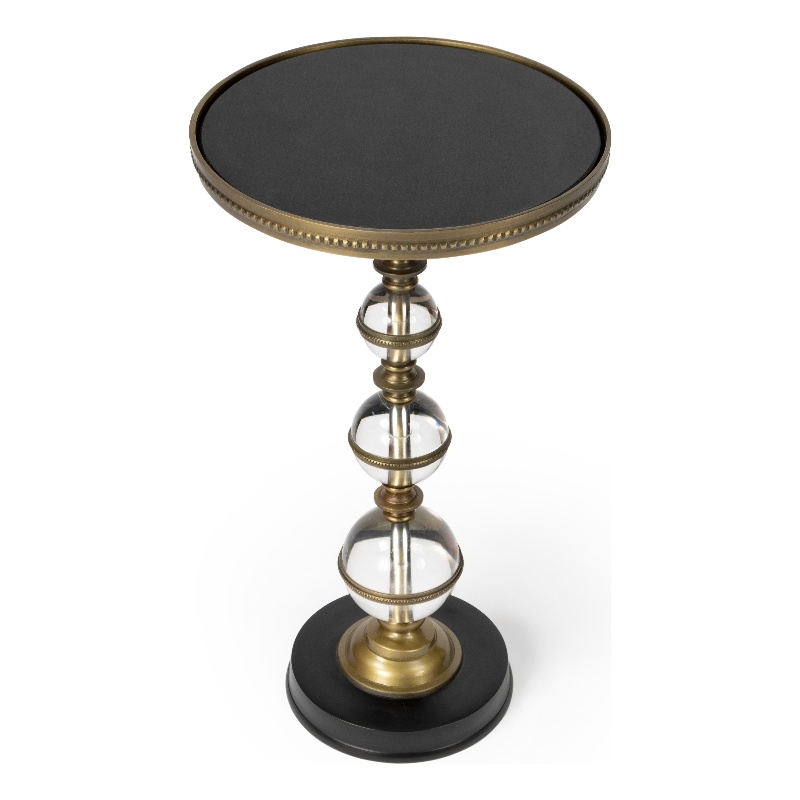 Pemberly Row Set of 2 Contemporary Granite & Acrylic Pedestal End Tables