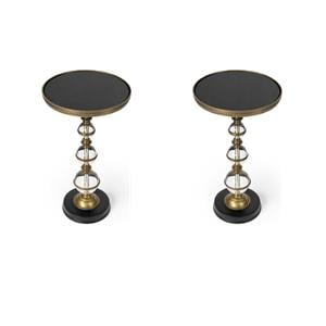 Pemberly Row Set of 2 Contemporary Granite & Acrylic Pedestal End Tables