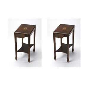 Pemberly Row Set of 2 Contemporary Side Tables In Plantation Cherry