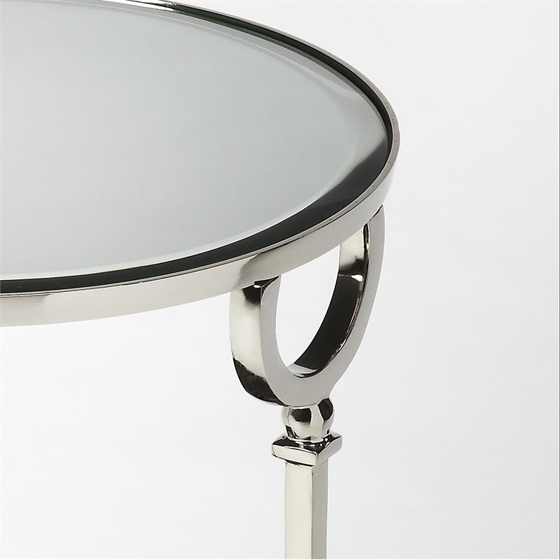 Pemberly Row Set of 2 Contemporary Metal And Mirror End Tables