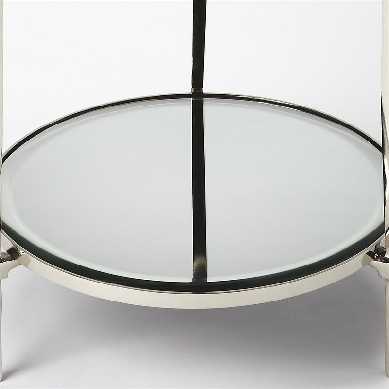 Pemberly Row Set of 2 Contemporary Metal And Mirror End Tables