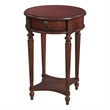 Pemberly Row Set of 2 Contemporary 1-Drawer Cherry Round Accent Tables