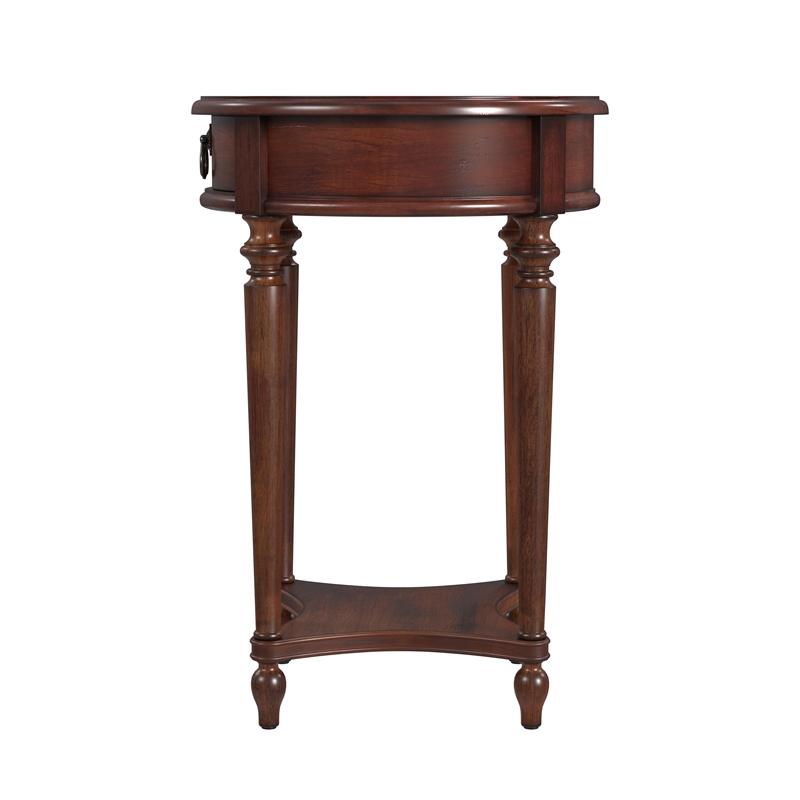 Pemberly Row Set of 2 Contemporary 1-Drawer Cherry Round Accent Tables