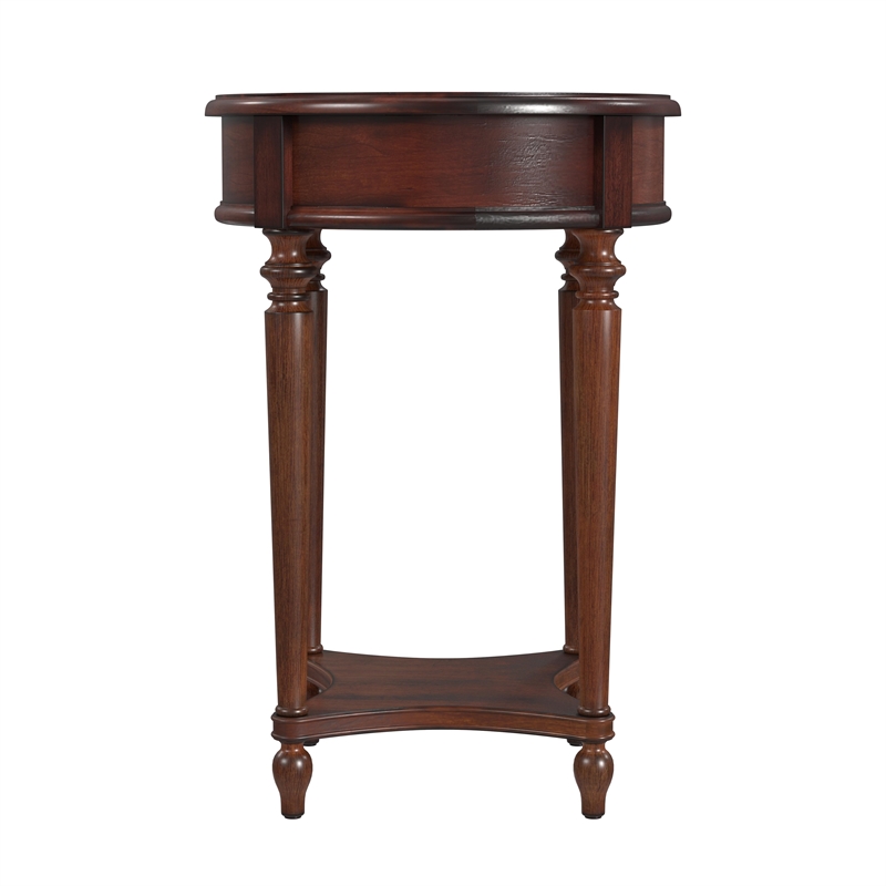Pemberly Row Set of 2 Contemporary 1-Drawer Cherry Round Accent Tables