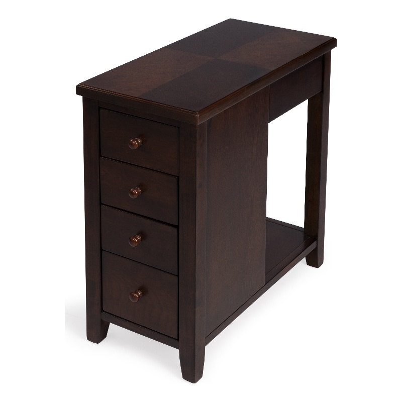 Pemberly Row Set of 2 Contemporary 4-Drawer Chairside Chest In Brown