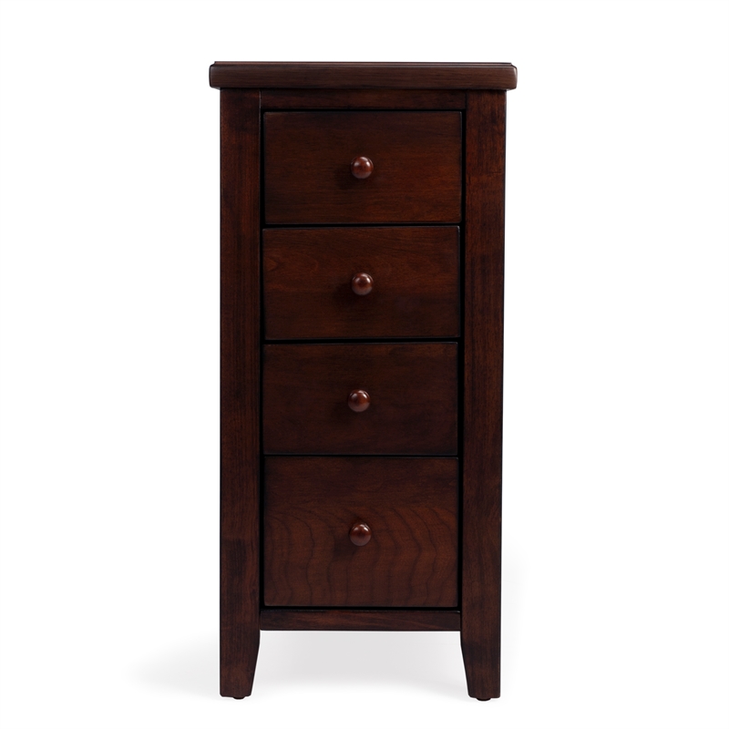 Pemberly Row Set of 2 Contemporary 4-Drawer Chairside Chest In Brown