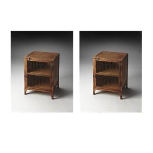 Pemberly Row Set of 2 Contemporary Industrial Chic Chairside End Tables