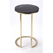 Pemberly Row Set of 2 Contemporary Marble And Metal Side Tables In Brown