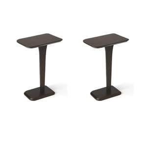 Pemberly Row Set of 2 Contemporary Pedestal Tables In Cocoa Brown