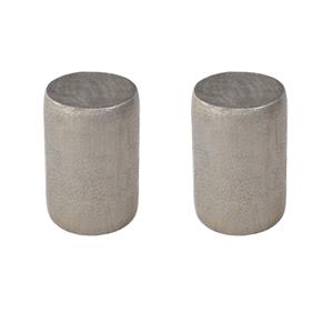 Pemberly Row Set of 2 12&quotW Round Stainless Steel End Tables in Gold