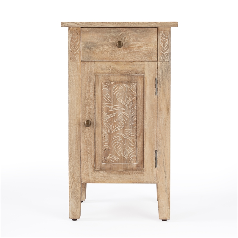 Pemberly Row Set of 2 Contemporary Solid Wood End Tables in Natural