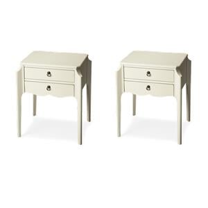 Pemberly Row Set of 2 Contemporary Wood End Tables in Glossy White