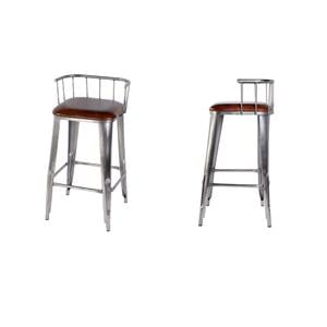 Pemberly Row Set of 2 30.5&quot Seat Height Leather Bar Stools in Brown