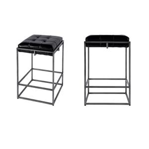 Pemberly Row Set of 2 26&quot Seat Hght Leather Counter Stools in Black