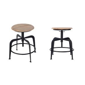 Pemberly Row Set of 2 20-27&quot AdjusTables Height Iron Bar Stools in Black
