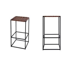 Pemberly Row Set of 2 30&quot Seat Height Leather Bar Stools in Brown