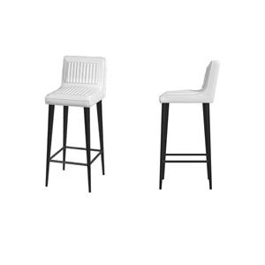 Pemberly Row Set of 2 32.5&quot Seat Height Leather and Iron Bar Stools in White