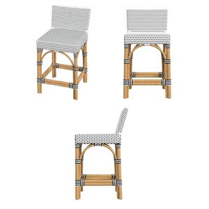 Pemberly Row Set of 3 24.5&quotH Outdoor Counter Stools in Black and White