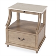 Pemberly Row Set of 2 Marble And Wood 1-Drawer Nightstands in Tan/Beige